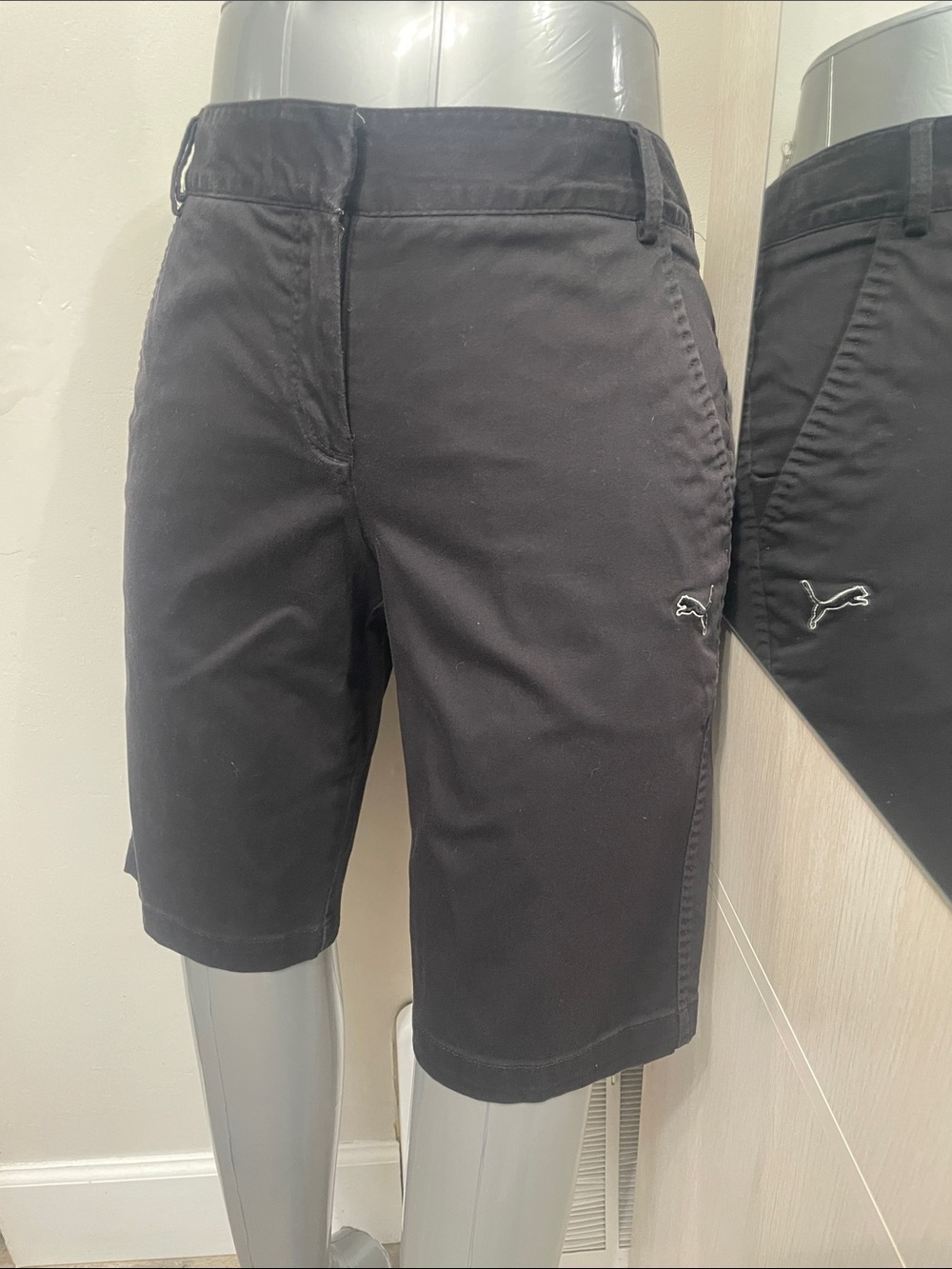 Puma Black Juniors Athletic Shorts with Side Puma Logo